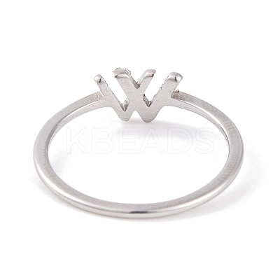 304 Stainless Steel Letter W Finger Ring for Women RJEW-C086-07-P-1