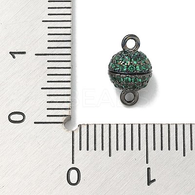Rack Plating Round Brass Micro Pave Cubic Zirconia Magnetic Clasps KK-L224-070B-1
