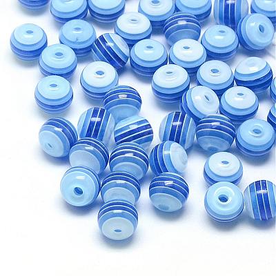 Transparent Stripe Resin Beads RESI-S345-8mm-07-1