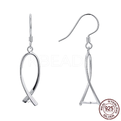 Anti-Tarnish Rhodium Plated 925 Sterling Silver Earring Findings STER-F048-38P-1