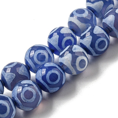 Blue Tibetan Style dZi Beads Strands TDZI-NH0001-A03-02-1
