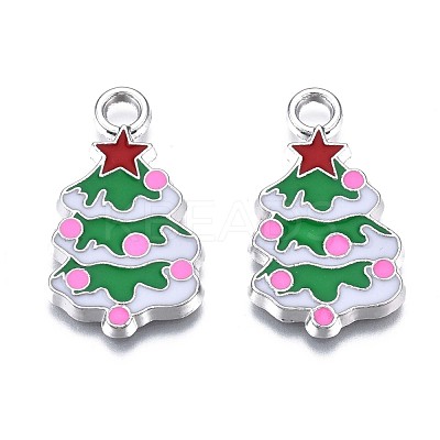 Christmas Tree Alloy Enamel Pendants ENAM-R041-18-1