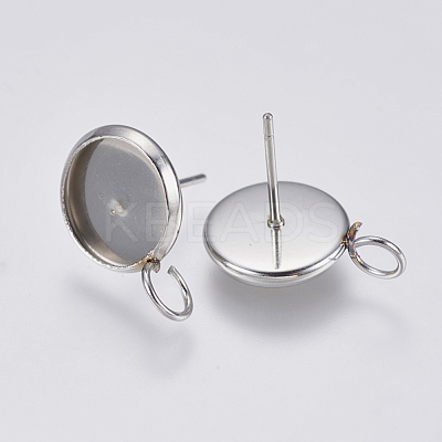Non-Tarnish 201 Stainless Steel Stud Earring Settings STAS-I097-023-10mm-1
