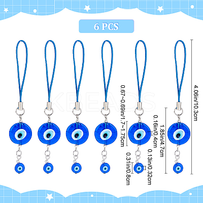 Flat Round Handmade Evil Eye Lampwork Pendant Decoration HJEW-AB00134-1