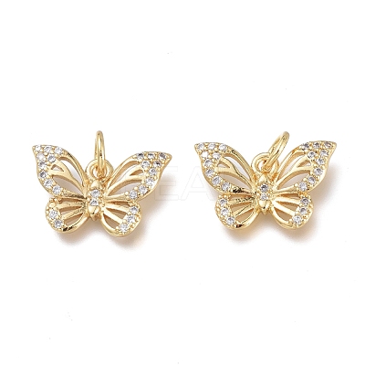 Brass Micro Pave Clear Cubic Zirconia Charms ZIRC-Q024-11G-1