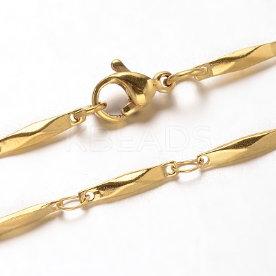 304 Stainless Steel Bar Link Chains Necklaces NJEW-O066-17G-1