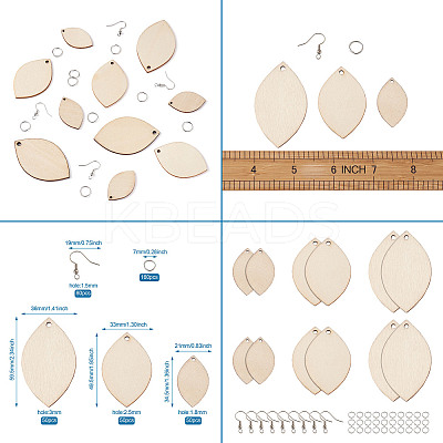 DIY Unfinished Wooden Pendant Earring Making Kits DIY-YS0001-16-1