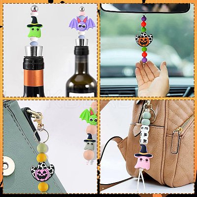 15Pcs 15 Styles Halloween Theme Silicone Focal Beads SIL-CJ0002-05-1