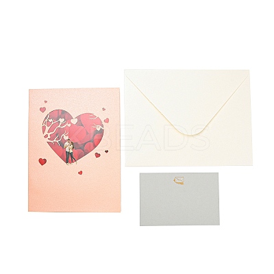 Rectangle 3D Pop Up Paper Greeting Card AJEW-F064-01B-1