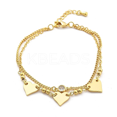 Brass Micro Pave Clear Cubic Zirconia Multi-strand Bracelets BJEW-U020-11G-1