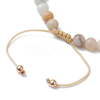 Natural Flower Amazonite Round Beaded Braided Bead Bracelets BJEW-JB10692-01-1