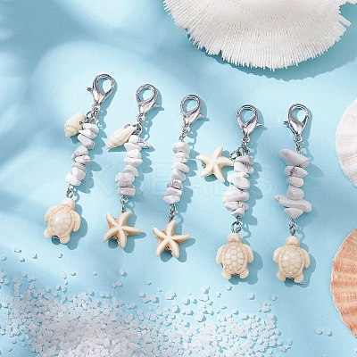 5Pcs Glass Pendant Decorations HJEW-JM01714-02-1