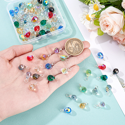 72Pcs 12 Style Glass Pendants PALLOY-GA00047-1