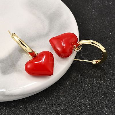 Brass Enamel Dangle Stud Earrings for Women EJEW-G430-03G-1