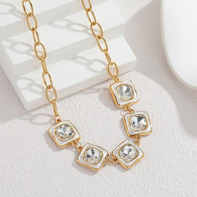 304 Stainless Steel Rhinestone Star Pendant Necklaces for Women NJEW-T021-03G-1
