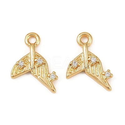 Ocean Theme Brass Micro Pave Cubic Zirconia Charms KK-F902-08L-G-1