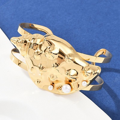 304 Stainless Steel Cuff Bangles for Women BJEW-A049-04F-G-1