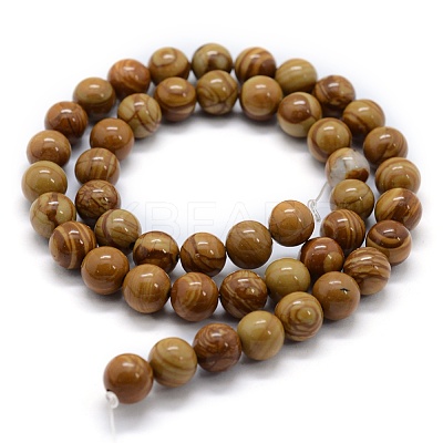 Natural Wood Lace Stone Wooden Jasper Beads Strands X-G-G763-05-6mm-1
