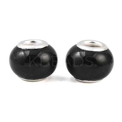 Spray Painted Glass European Beads X-GPDL-R001-11S-1