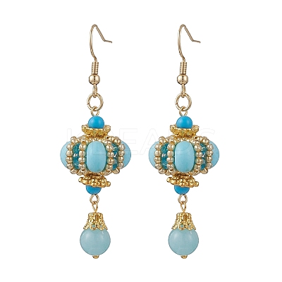 Lantern 304 Stainless Steel Synthetic Imperial Jasper Dangle Earrings EJEW-MZ00609-01-1