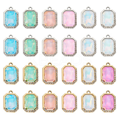 40Pcs 2 Colors UV Plating Alloy with Mixed Color Glass Rhinestone Pendants FIND-PJ0001-37-1