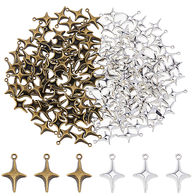 160Pcs 2 Colors Tibetan Style Alloy Pendants TIBE-DC0001-21-1