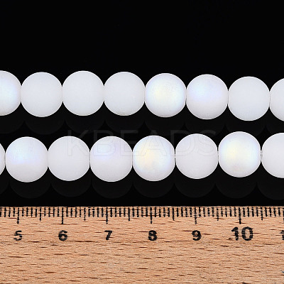 Frosted Imitation Jade Glass Beads Strands GLAA-T032-J10mm-MBB01-1