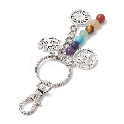 Lapis Lazuli & Green Aventurine & Synthetic Turquoise & Red Jasper & Tiger Eye & Amethyst & Red Aventurine Alloy Pendant Decorations KEYC-JKC00834-01-1