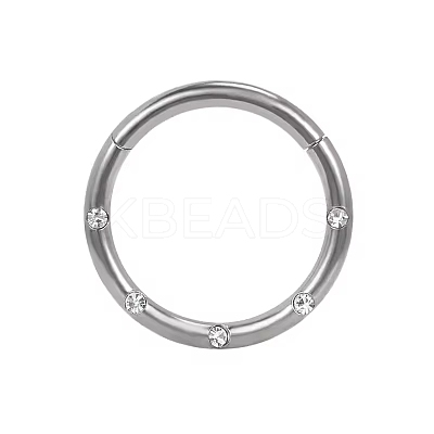 F136 Titanium Micro Pave Clear Cubic Zirconia Hoop Nose Rings AJEW-D306-05P-1
