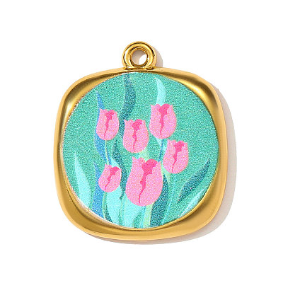 Printed 304 Stainless Steel Pendants STAS-OY003-43G-1