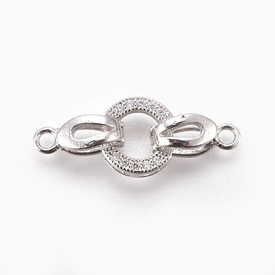 Brass Micro Pave Cubic Zirconia Fold Over Clasps KK-P164-12-1