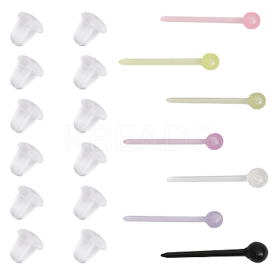 350Pcs 7 Colors Plastic Tiny Ball Stud Earrings with Ear Nuts for Women EJEW-CA0001-04-1