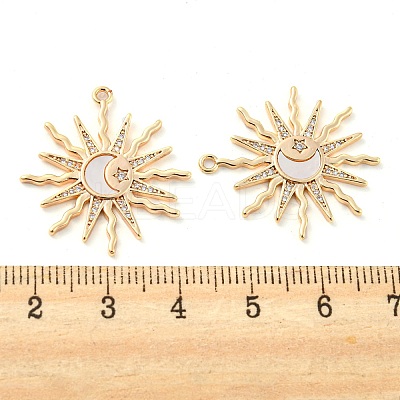 Brass Micro Pave Clear Cubic Zirconia Pendants X-KK-Q806-02G-1