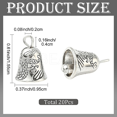 20Pcs Tibetan Style Alloy Bell Pendants FIND-YW0010-58-1