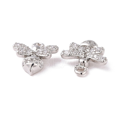 Brass Micro Pave Clear Cubic Zirconia Charms KK-G418-11P-1
