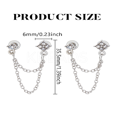 1 Pair Zinc Alloy with Crystal Rhinestone Stud Earrings for Women EJEW-LP0004-69P-1