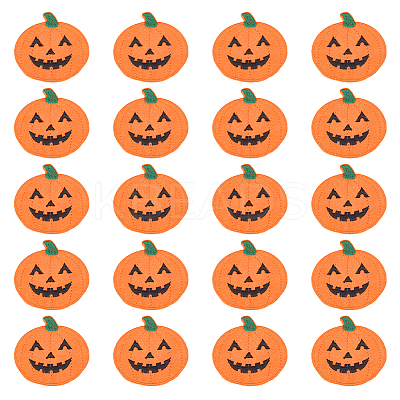 20Pcs Pumpkin Polyester Computerized Embroidery Cloth Iron on/Sew on Patches PATC-HY0001-96-1