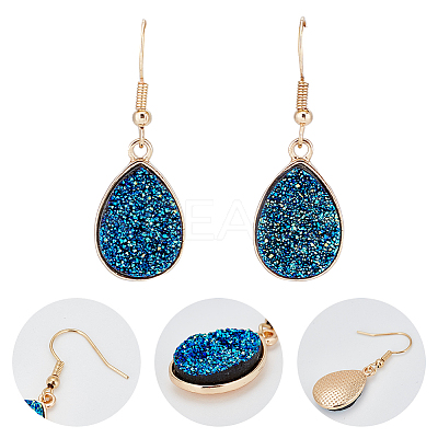12 Pairs 12 Color Bling Resin Teardrop Dangle Earrings EJEW-AN0001-66-1