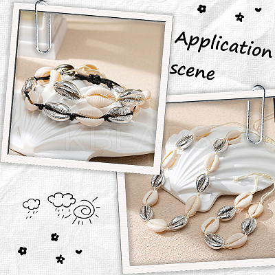 100Pcs Electroplated Natural Cowrie Shell Beads BSHE-LT0001-05B-1