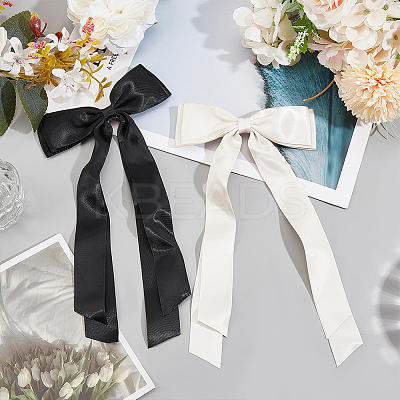 Big Bowknot Polyester Alligator Hair Clips AJEW-CP0008-42B-04-1