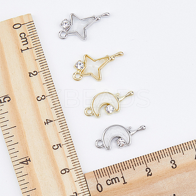 16Pcs 4 Style Alloy Micro Pave Cubic Zirconia Pendants FIND-DC0002-69-1
