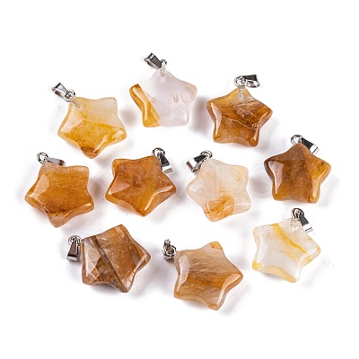 Natural Yellow Hematoid Quartz Pendants G-Q172-09P-10-1