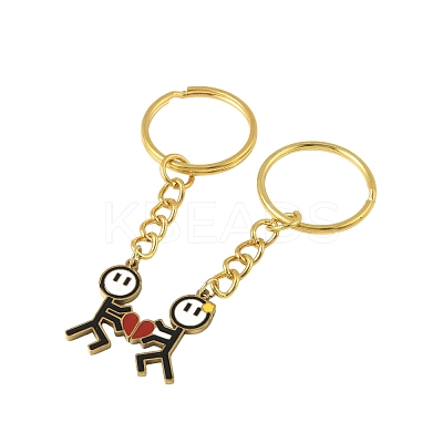 2Pcs 304 Stainless Steel Enamel Keychain KEYC-FS00034-01-1