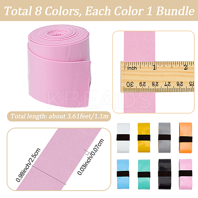8 Bundles 8 Colors PU Leather Anti-slip Badminton Tennis Racket Grip Tape DIY-SP0005-45B-1