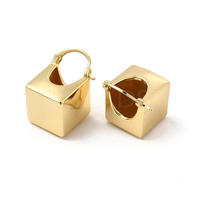 Brass Thick Rhombus Hoop Earrings for Women EJEW-E275-04G-1