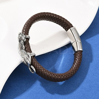 11.5MM Microfiber Leather Braided Cord Leopard Bracelets BJEW-H631-02AS-02-1