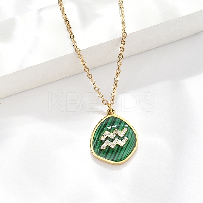 304 Stainless Steel Micro Pave Cubic Zirconia constellation Pendant Necklaces NJEW-R021-01G-11-1