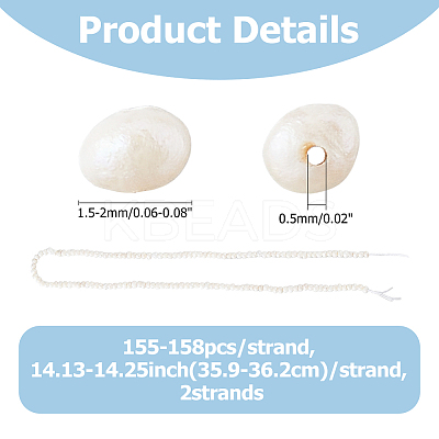 2 strand Natural Cultured Freshwater Pearl Beads Strands PEAR-FI0001-01-1