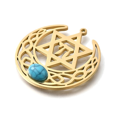 Synthetic Turquoise Star of David and Chai Symbol Pendants LS-STAS-S178-08G-1