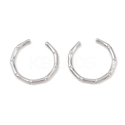 Non-Tarnish 304 Stainless Steel Bamboo Open Cuff Ring for Women RJEW-I085-10P-1